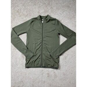 Love J Sweatshirt Women's L/XL Olive Green‎ Full Zip No Hood Athleisure Casual